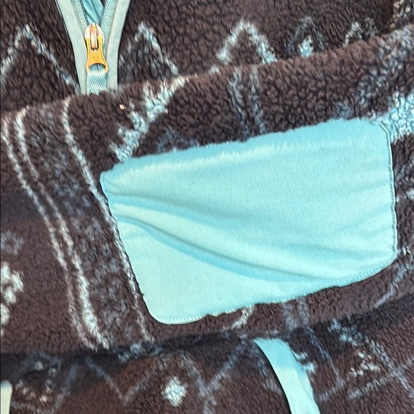 The North Face Hooded Navy and Blue Patterned Teddy Jacket - Medium - Picture 5 of 6